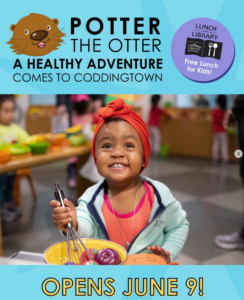Potter the Otter A Healthy Adventure Comes to Coddingtown. June 9th. Free lunch provided by the library for kids.